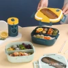 lunchbox plastic lunchbox, Japanese-style large-capacity square student lunchbox, microwave oven snack lunchbox details Picture